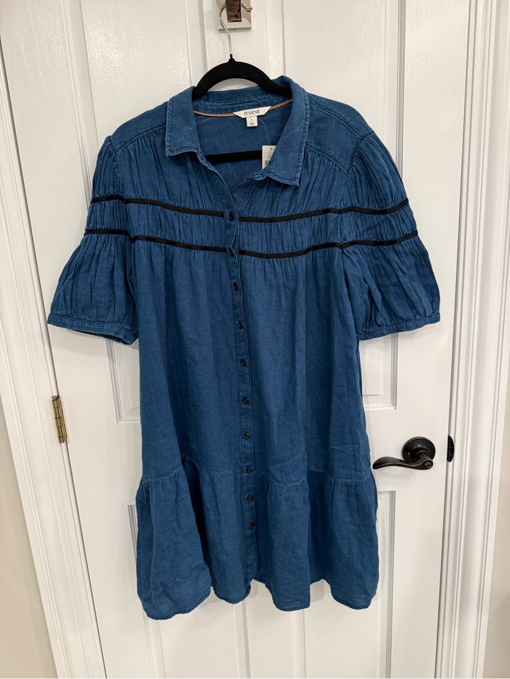 The Leandra Shirred Yoke Mini Dress by Maeve NWT